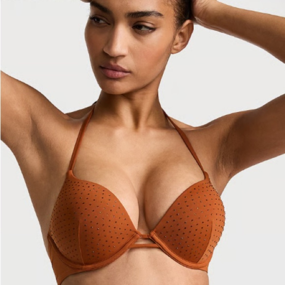 Essential Bombshell Add-2-Cups Diamanté Push-Up Bikini Top 34D